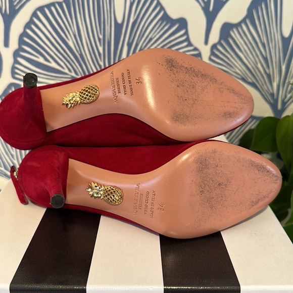 Aquazzura Brook Bootie 85, Suede in Spice Red (burgundy-ish) Size 34,Worn Once! - Picture 3 of 3